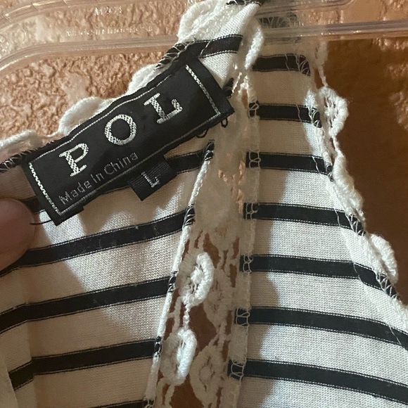 POL BLACK AND WHITE STRIPED BABYDOLL TOP WITH BACK ZIPPER - Picture 6 of 6